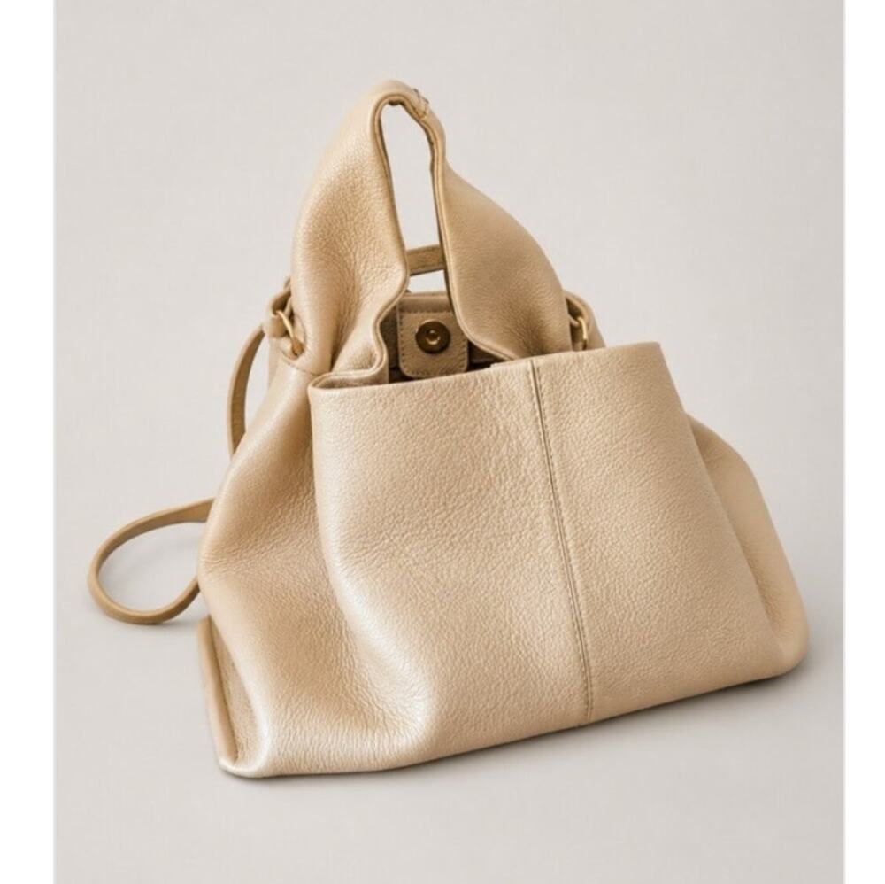 Polene Numero Neuf Edition Beige Textured Sand Leather Shoulder Crossbody Bag
